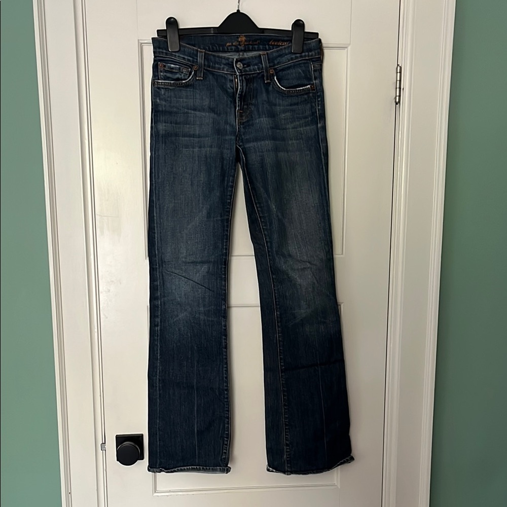 7 For All Mankind Dark Blue Low Rise Boot Cut Jeans